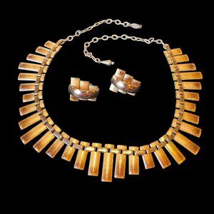 Vintage Matisse Renoir Copper Enamel Copper Necklace & Earrings Set